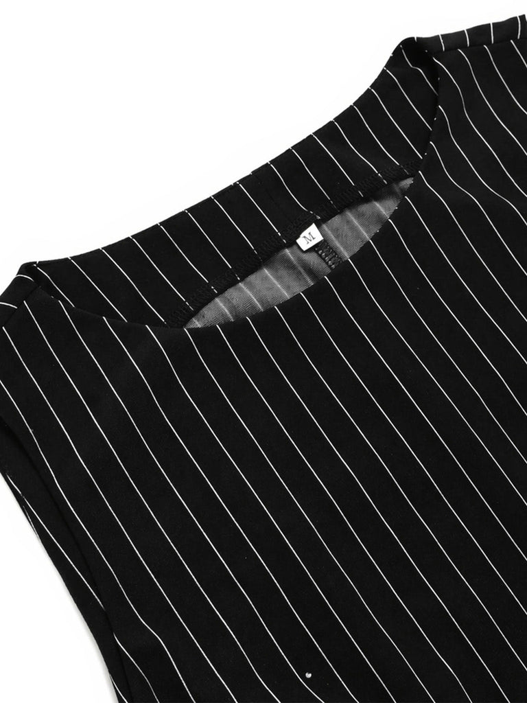 [Prevendita] Top Nero e Bianco Anni '30 in Maglia Gessato Asimmetrico Senza Maniche 5