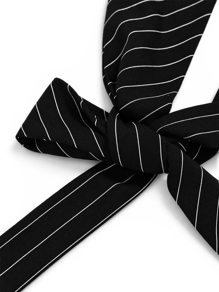 [Prevendita] Top Nero e Bianco Anni '30 in Maglia Gessato Asimmetrico Senza Maniche 6