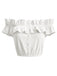 [Prevendita] Crop Top Bianco Anni '50 Spalle Scoperte con Volant 2