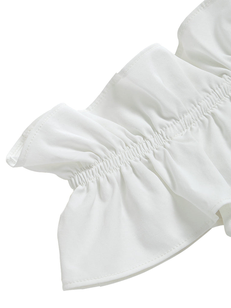 [Prevendita] Crop Top Bianco Anni '50 Spalle Scoperte con Volant 5