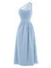 [Prevendita] Abito Azzurro Chiaro Anni '60 Monospalla in Pizzo Arricciato Senza Maniche 2