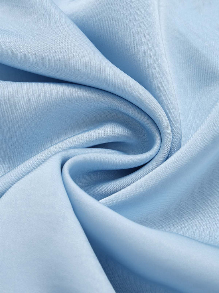 [Prevendita] Abito Azzurro Chiaro Anni '60 Monospalla in Pizzo Arricciato Senza Maniche 7