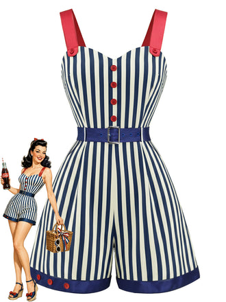 [Prevendita] Pagliaccetto Blu e Rosso a Righe Colorblock Anni '50