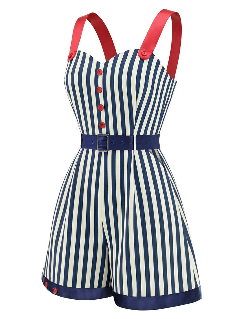 [Prevendita] Pagliaccetto Blu e Rosso a Righe Colorblock Anni '50 3