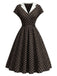 [Prevendita] Abito a Ruota Marrone Anni '50 a Pois Colletto con Revers Cap Sleeve 2