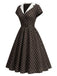 [Prevendita] Abito a Ruota Marrone Anni '50 a Pois Colletto con Revers Cap Sleeve 3