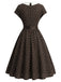 [Prevendita] Abito a Ruota Marrone Anni '50 a Pois Colletto con Revers Cap Sleeve 4