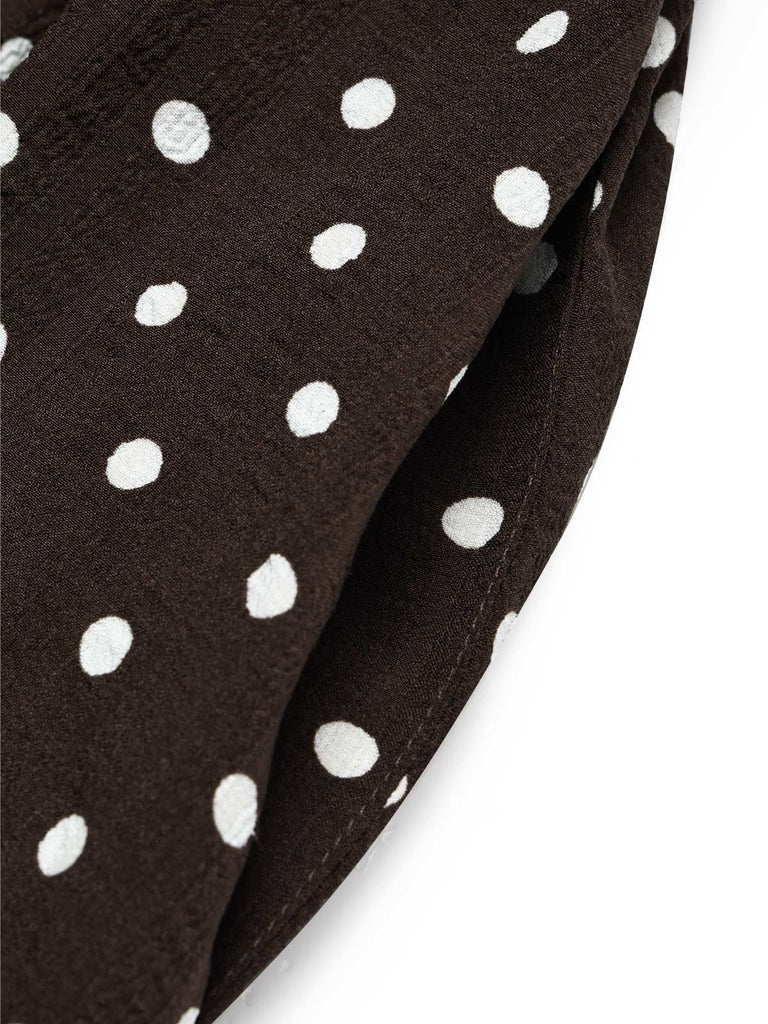 [Prevendita] Abito a Ruota Marrone Anni '50 a Pois Colletto con Revers Cap Sleeve 5