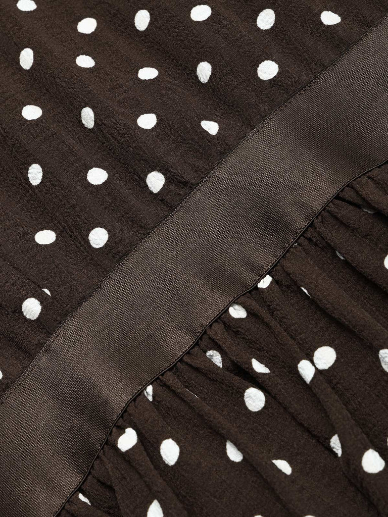 [Prevendita] Abito a Ruota Marrone Anni '50 a Pois Colletto con Revers Cap Sleeve 6