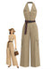 [Prevendita] Tuta Lunga Light Coffee Anni '40 Scollo all'Americana Scollo a V Cargo