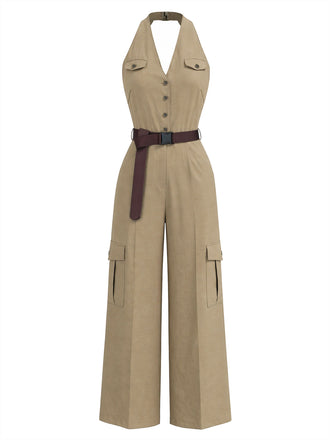 [Prevendita] Tuta Lunga Light Coffee Anni '40 Scollo all'Americana Scollo a V Cargo 2