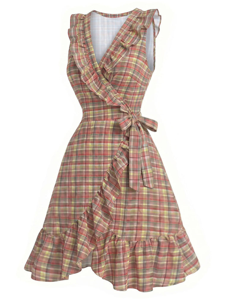 [Prevendita] Abito Multicolore a Portafoglio con Scollo a V Ruches e Fiocco Laterale Anni '70 3