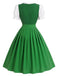 [Prevendita] 2PCS Abito Verde Lago Anni '50 Blu Dirndl Maniche a Sbuffo Folk 5