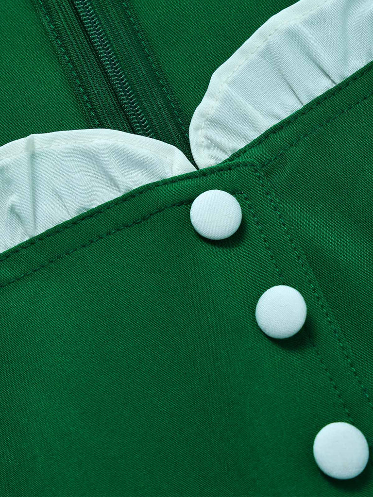 [Prevendita] 2PCS Abito Verde Lago Anni '50 Blu Dirndl Maniche a Sbuffo Folk 8