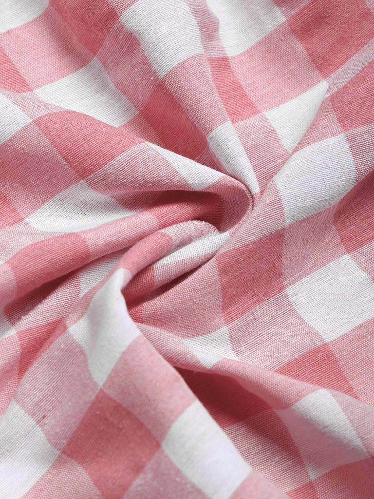 [Prevendita] 2PCS Abito Rosa e Bianco Anni '50 a Quadri Floreale Puff con Grembiule 8