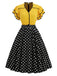 [Prevendita] Abito Giallo e Nero Anni '50 a Pois con Volant Patchwork 2