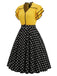 [Prevendita] Abito Giallo e Nero Anni '50 a Pois con Volant Patchwork 3