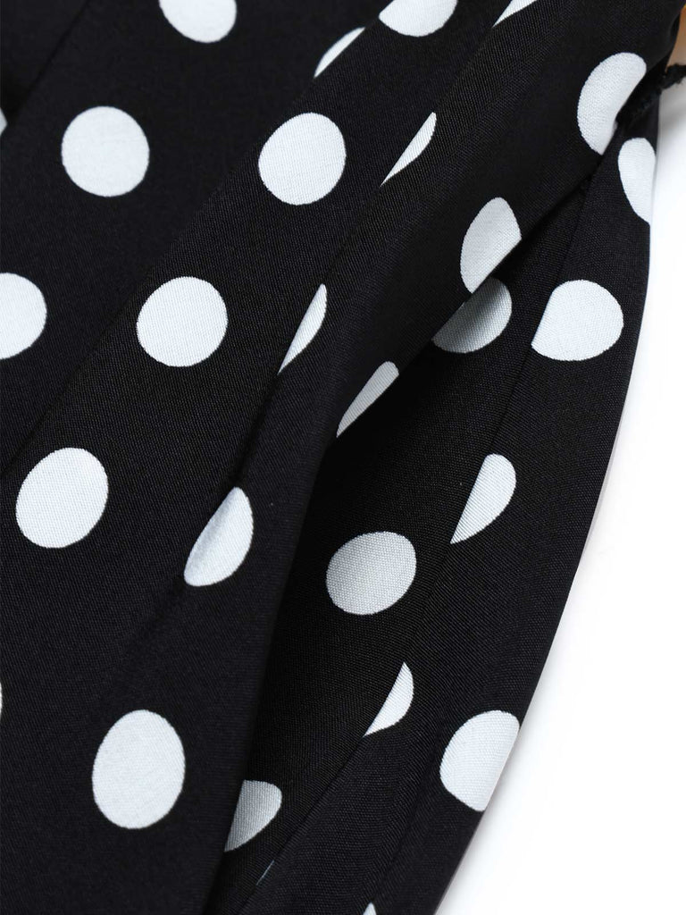 [Prevendita] Abito Giallo e Nero Anni '50 a Pois con Volant Patchwork 5