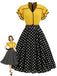 [Prevendita] Abito Giallo e Nero Anni '50 a Pois con Volant Patchwork