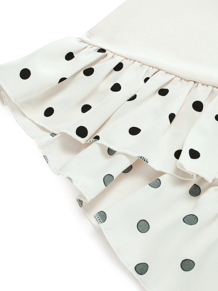[Prevendita] Abito Crema Anni '60 a Pois con Volant Monospalla Asymmetrical 5