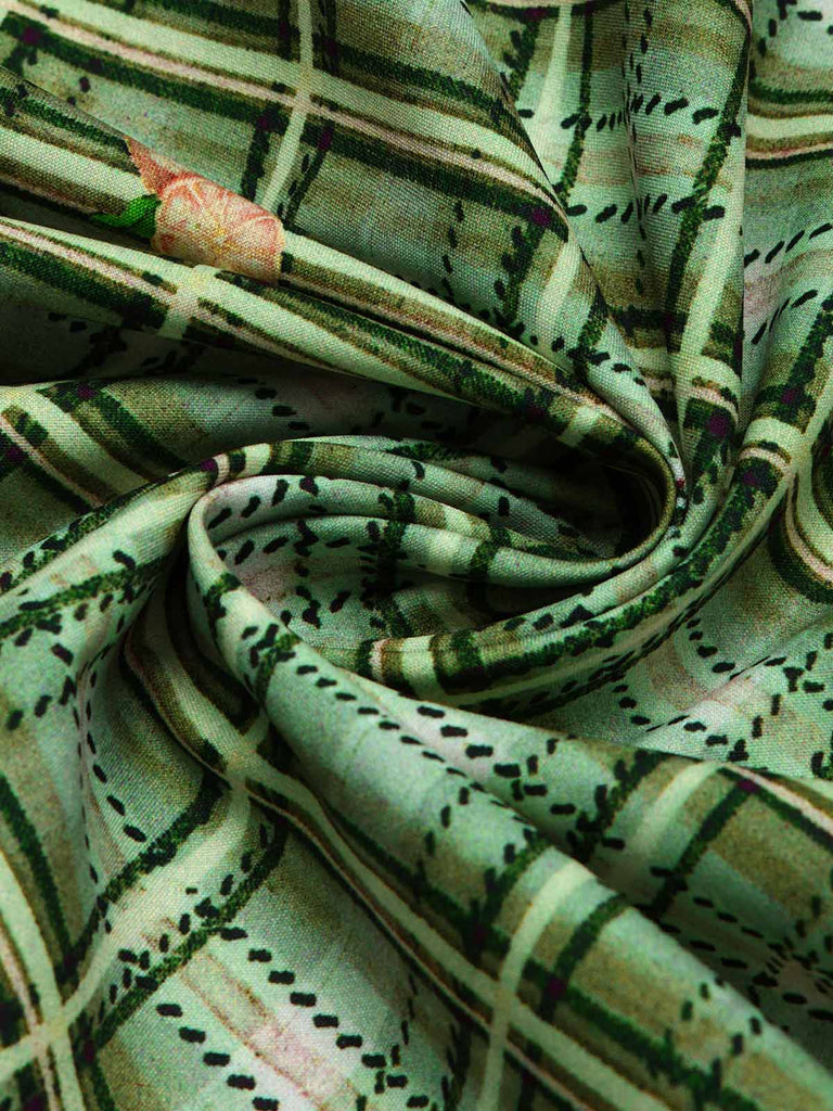 [Prevendita] Abito Svasato Verde a Quadretti Vichy con Bordo in Pizzo Fiocco e Tasche Anni '40 7