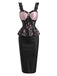 [Prevendita] Abito a Matita Nero e Rosa con Bustier Floreale e Peplum Anni '60 2