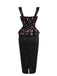 [Prevendita] Abito a Matita Nero e Rosa con Bustier Floreale e Peplum Anni '60 4
