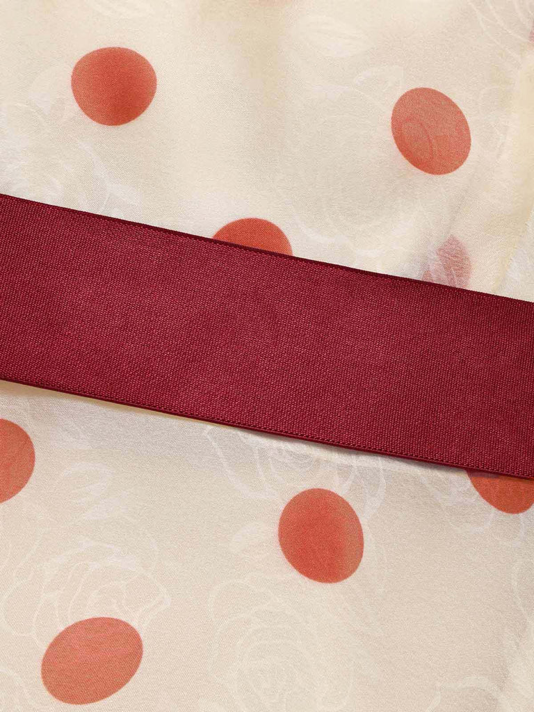 [Prevendita] Abito da Tè Rosso Crema Anni '60 a Pois con Volant a Balze 6