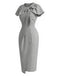 [Prevendita] 2PCS Abito Grigio Chiaro Anni '60 Gray a Vita Alta a Matita e con Fiocco Cape 3