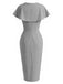 [Prevendita] 2PCS Abito Grigio Chiaro Anni '60 Gray a Vita Alta a Matita e con Fiocco Cape 4