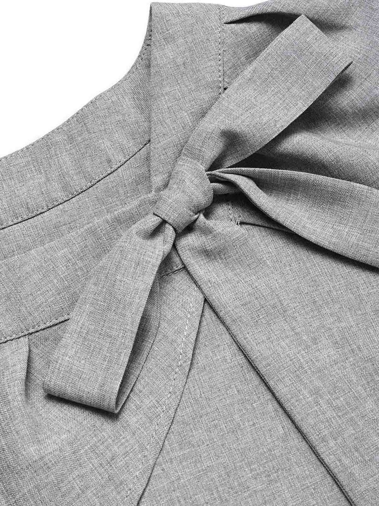 [Prevendita] 2PCS Abito Grigio Chiaro Anni '60 Gray a Vita Alta a Matita e con Fiocco Cape 5