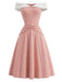 [Prevendita] Abito Svasato Rosa con Spalle Scoperte e Fiocco in Vita Anni '50 2