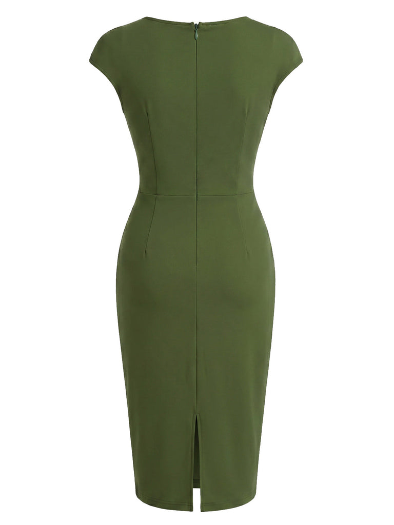 [Prevendita] Abito Verde Scollo a Cuore con Bottoni Tinta Unita Anni '60 4