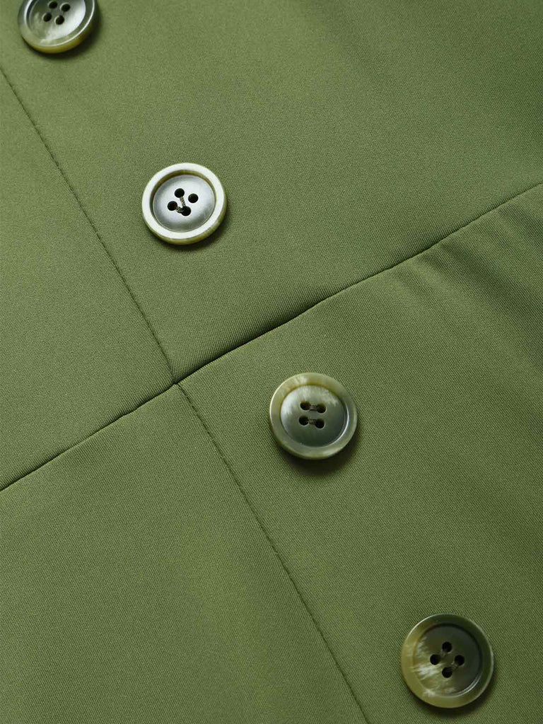 [Prevendita] Abito Verde Scollo a Cuore con Bottoni Tinta Unita Anni '60 5