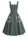 [Prevendita] 2PCS Abito Verde Lago Anni '50 a Quadri in Pizzo con Tasca Grembiule e Top Bianco 5