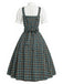 [Prevendita] 2PCS Abito Verde Lago Anni '50 a Quadri in Pizzo con Tasca Grembiule e Top Bianco 4