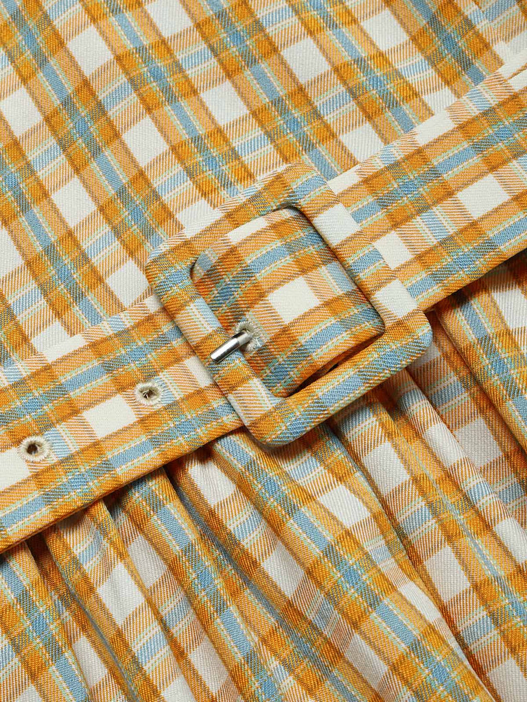 [Prevendita] Abito con Scollo a V a Quadri con Bordo in Pizzo Tasca e Cintura Anni '40 5