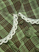 [Prevendita] 2PCS Set Verde Lago con Colletto Peter Pan a Quadri e Gonna con Ruches Anni '40 6
