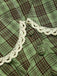 2PCS Top Verde Anni '40 a Quadri con Colletto Peter Pan e Gonna