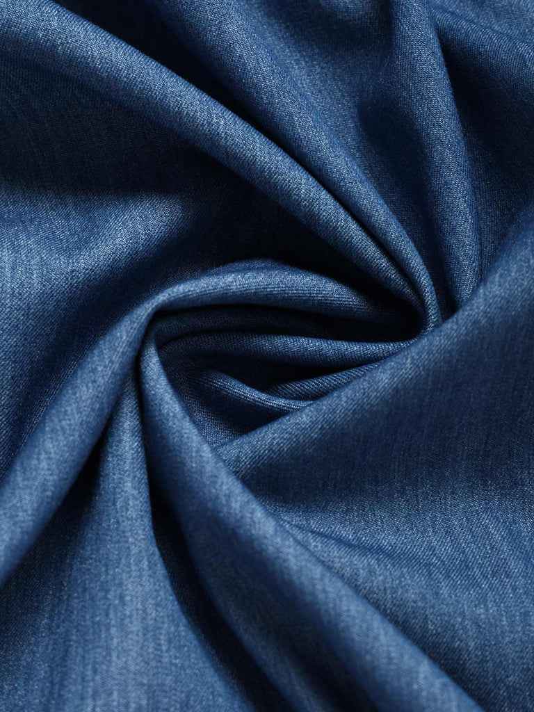 [Prevendita] Abito Blu in Denim con Pizzo Patchwork e Colletto Chelsea Anni '60 7