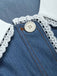 [Prevendita] Abito Blu in Denim con Pizzo Patchwork e Colletto Chelsea Anni '60 5