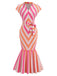 [Prevendita] Abito Midi Rosa Aranciato Anni '60 Chevron a Righe Mermaid 2