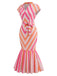 [Prevendita] Abito Midi Rosa Aranciato Anni '60 Chevron a Righe Mermaid 3