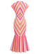 [Prevendita] Abito Midi Rosa Aranciato Anni '60 Chevron a Righe Mermaid 4