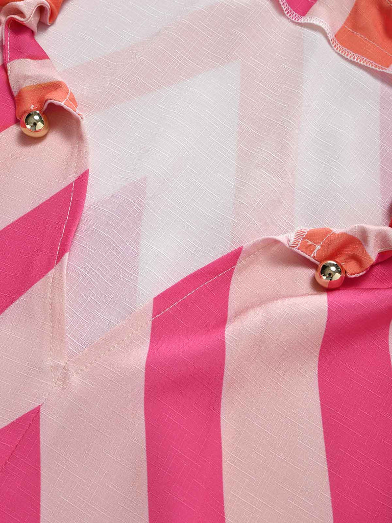 [Prevendita] Abito Midi Rosa Aranciato Anni '60 Chevron a Righe Mermaid 5