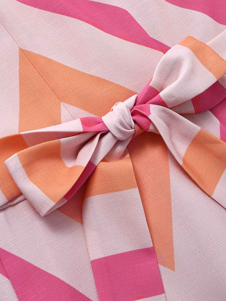 [Prevendita] Abito Midi Rosa Aranciato Anni '60 Chevron a Righe Mermaid 6
