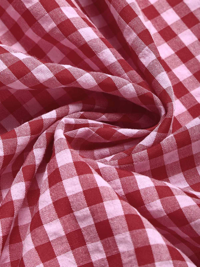 [Prevendita] Abito Rosso Vichy Maniche Tulipano Orlo Asimmetrico a Volant Anni '40 6