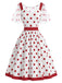 [Prevendita] Abito Red Bianco Anni '50 a Pois con Detachable in Rete Cape 2