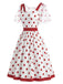 [Prevendita] Abito Red Bianco Anni '50 a Pois con Detachable in Rete Cape 3