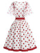 [Prevendita] Abito Red Bianco Anni '50 a Pois con Detachable in Rete Cape 4